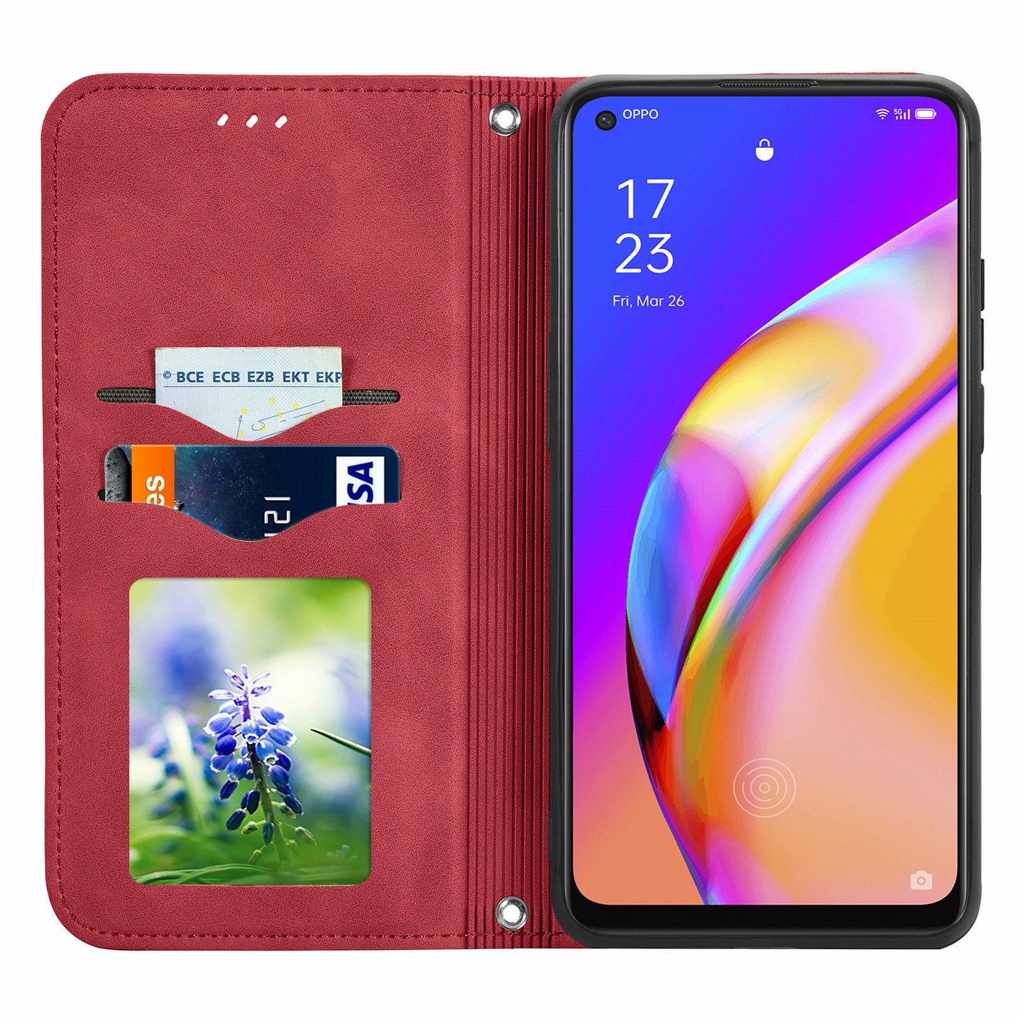 Skin-touch Magnetic Auto-absorbed Leather Case Shell with Card Holder for Oppo A94 5G