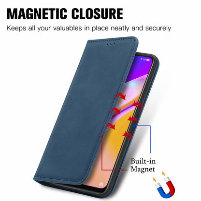 Skin-touch Magnetic Auto-absorbed Leather Case Shell with Card Holder for Oppo A94 5G