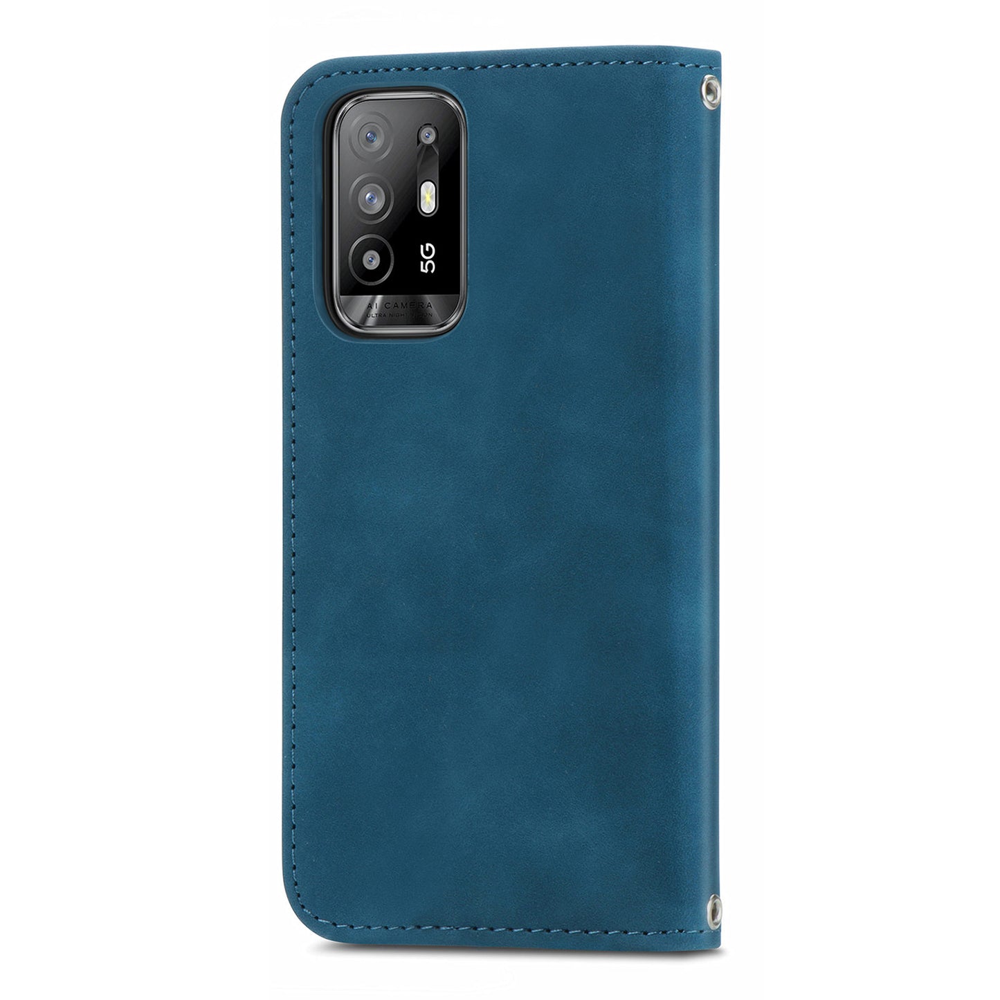 Skin-touch Magnetic Auto-absorbed Leather Case Shell with Card Holder for Oppo A94 5G