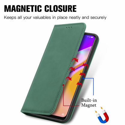 Skin-touch Magnetic Auto-absorbed Leather Case Shell with Card Holder for Oppo A94 5G