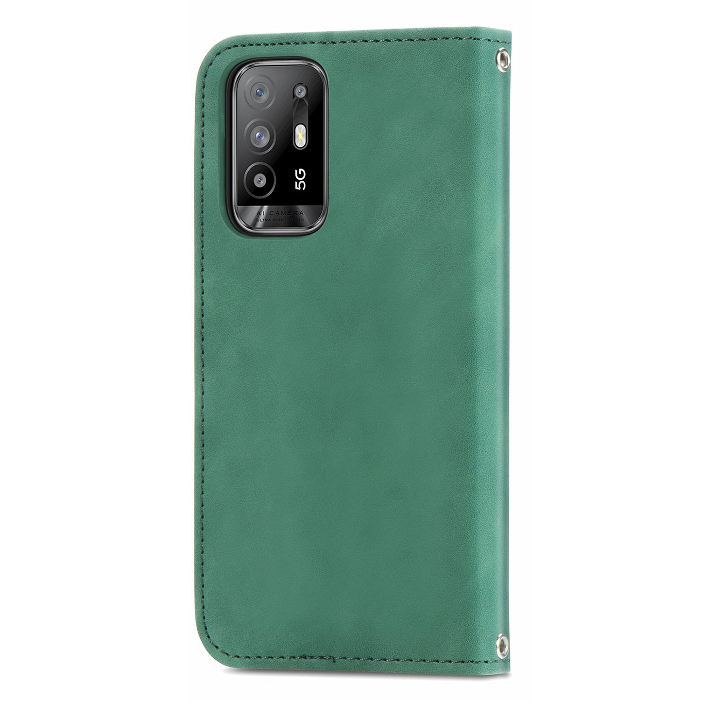 Skin-touch Magnetic Auto-absorbed Leather Case Shell with Card Holder for Oppo A94 5G