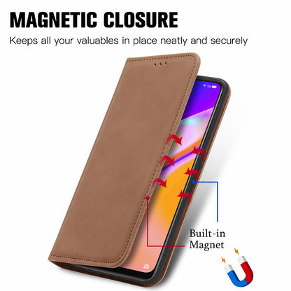 Skin-touch Magnetic Auto-absorbed Leather Case Shell with Card Holder for Oppo A94 5G