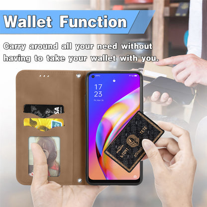 Skin-touch Magnetic Auto-absorbed Leather Case Shell with Card Holder for Oppo A94 5G