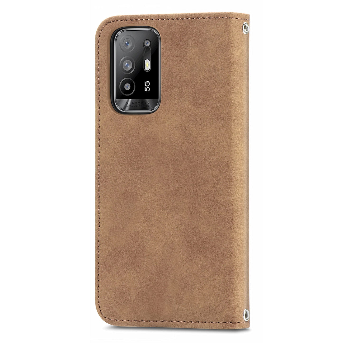 Skin-touch Magnetic Auto-absorbed Leather Case Shell with Card Holder for Oppo A94 5G