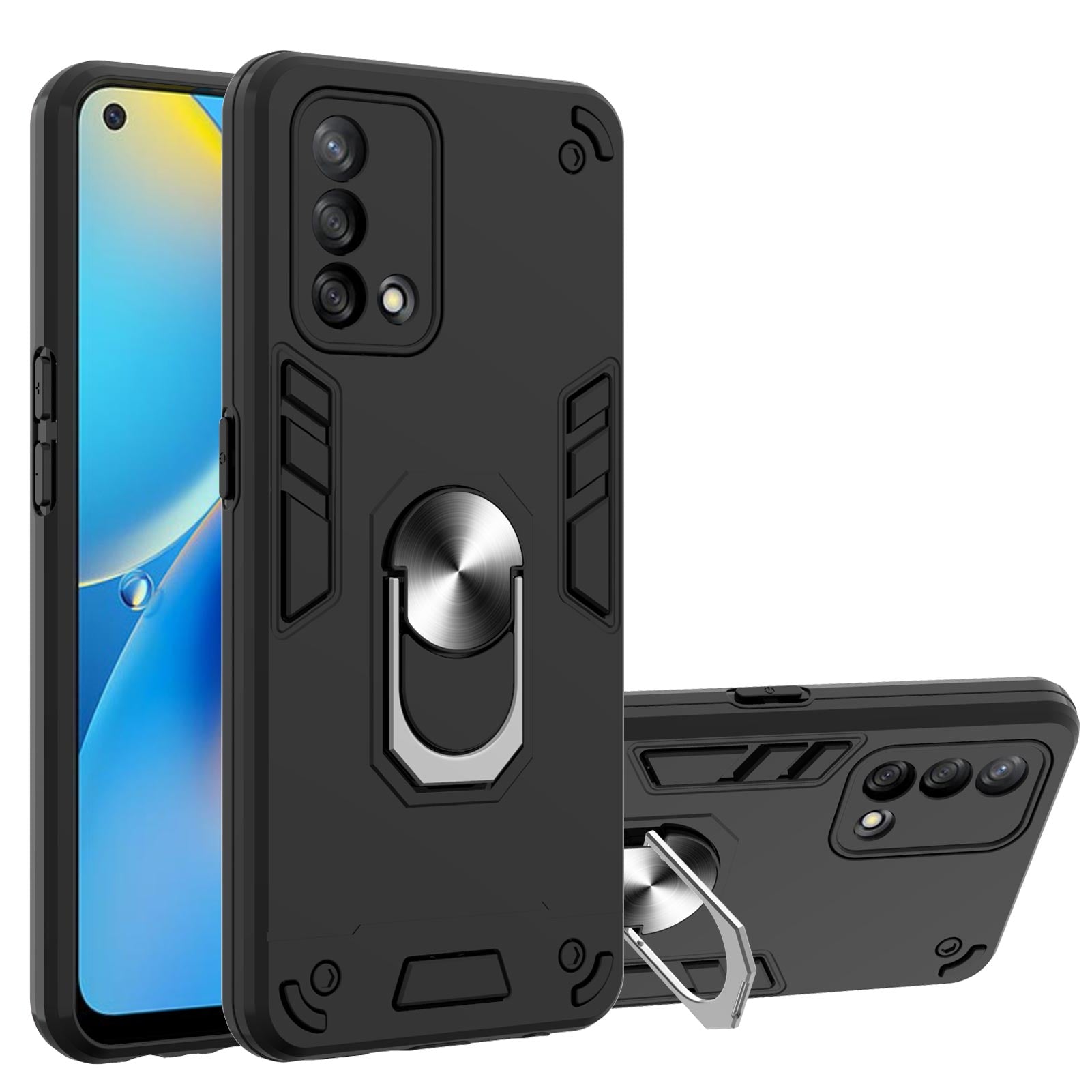 Anti-scratch Hard PC+Soft TPU Hybrid Case with Kickstand for Oppo A74 4G/F19