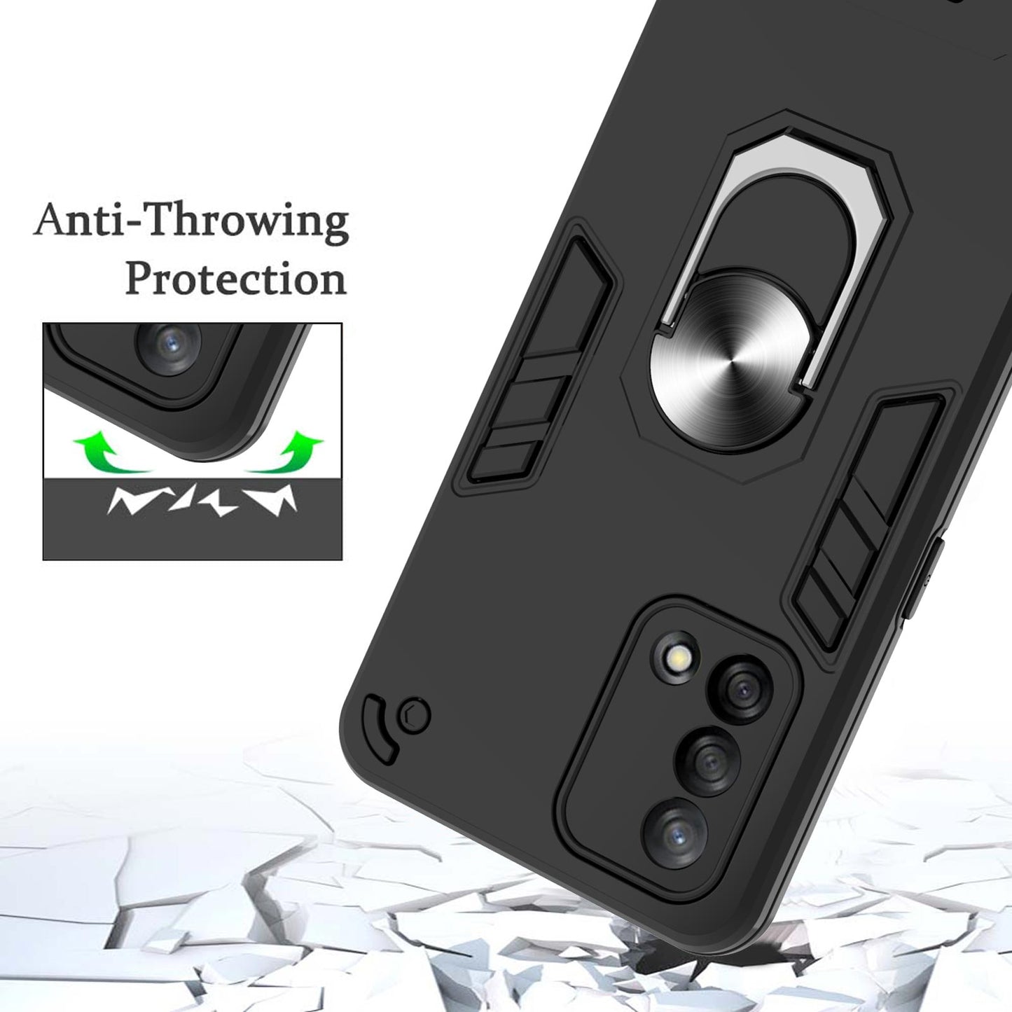 Anti-scratch Hard PC+Soft TPU Hybrid Case with Kickstand for Oppo A74 4G/F19