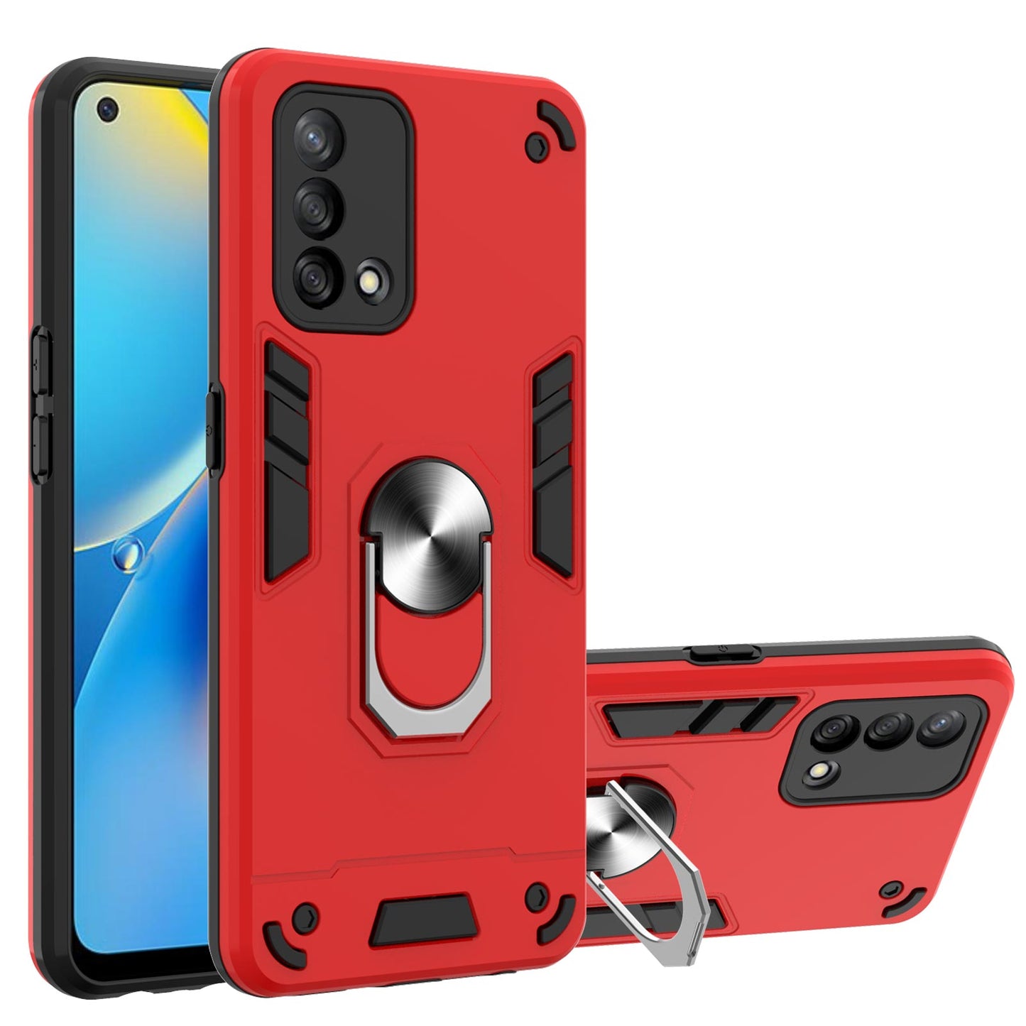 Anti-scratch Hard PC+Soft TPU Hybrid Case with Kickstand for Oppo A74 4G/F19