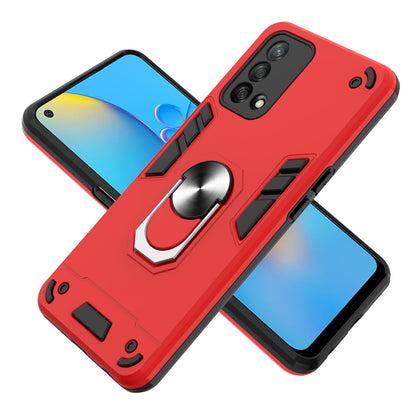 Anti-scratch Hard PC+Soft TPU Hybrid Case with Kickstand for Oppo A74 4G/F19