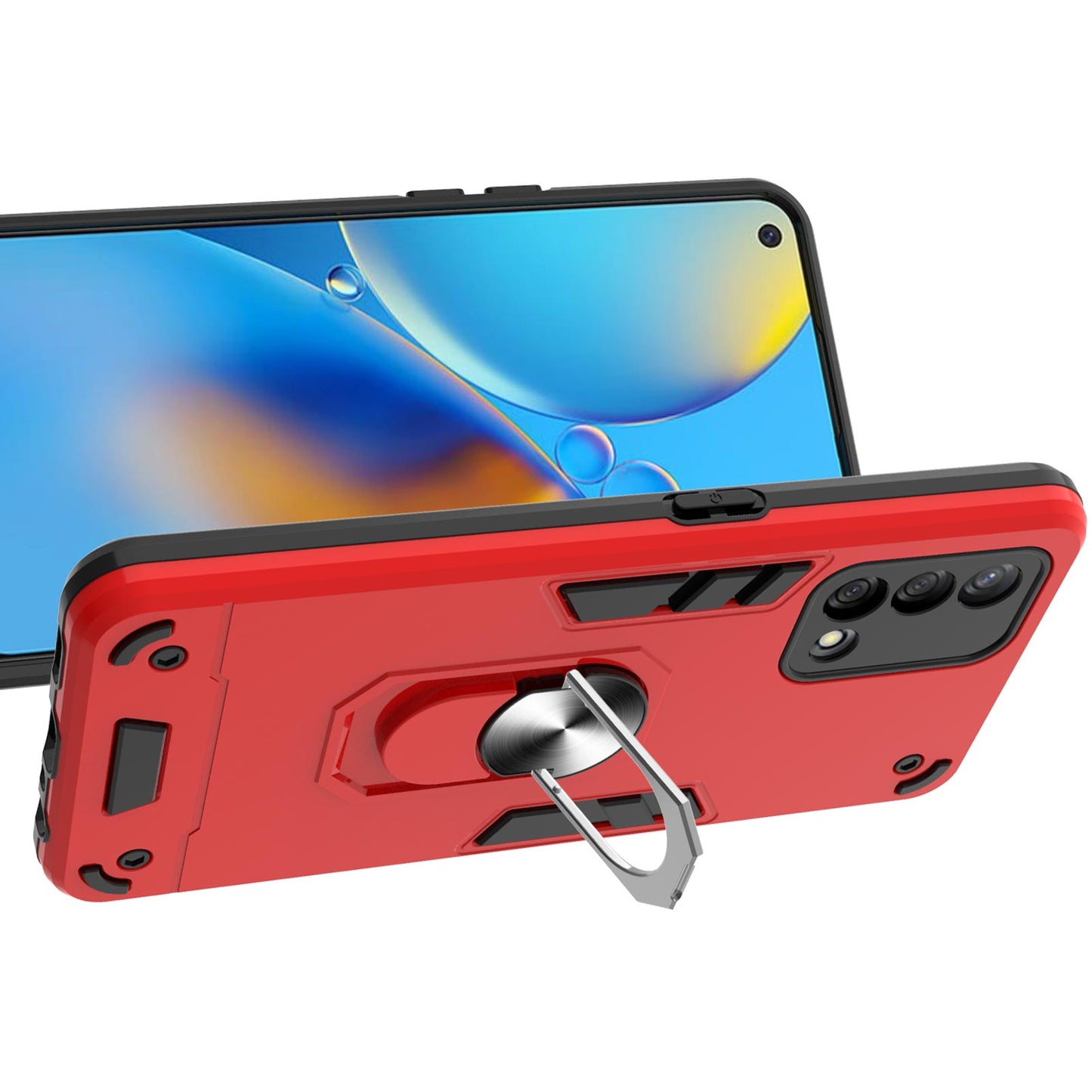 Anti-scratch Hard PC+Soft TPU Hybrid Case with Kickstand for Oppo A74 4G/F19