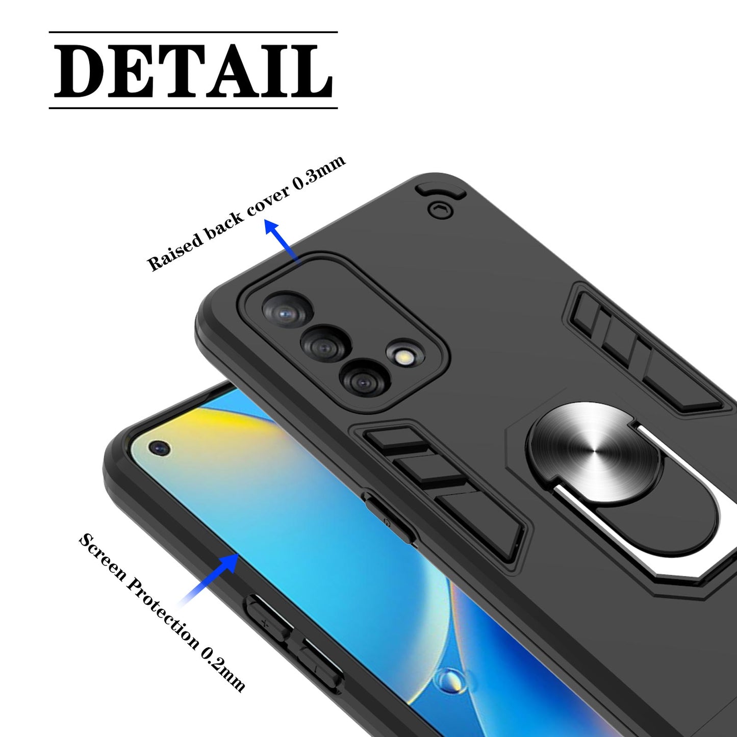 Anti-scratch Hard PC+Soft TPU Hybrid Case with Kickstand for Oppo A74 4G/F19