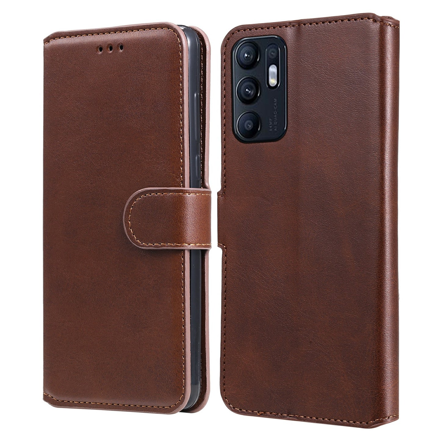 For Oppo Reno6 5G Leather Wallet Cell Phone Protective Cover Shell with Stand