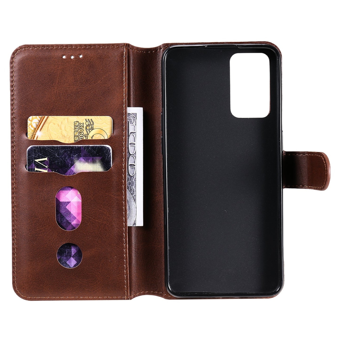 For Oppo Reno6 5G Leather Wallet Cell Phone Protective Cover Shell with Stand