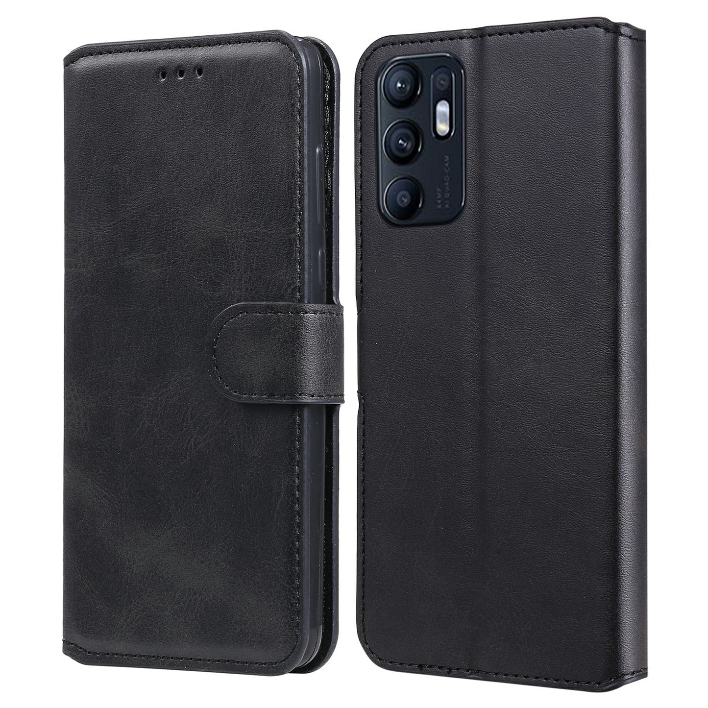 For Oppo Reno6 5G Leather Wallet Cell Phone Protective Cover Shell with Stand