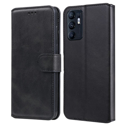 For Oppo Reno6 5G Leather Wallet Cell Phone Protective Cover Shell with Stand