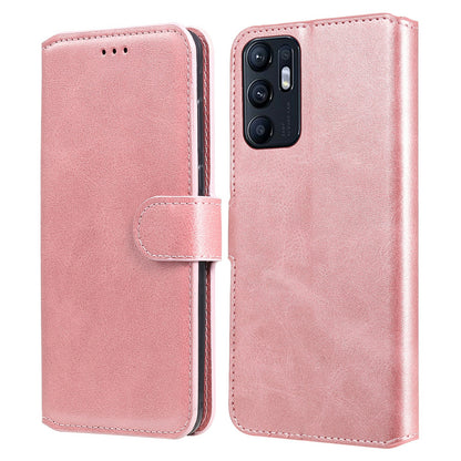 For Oppo Reno6 5G Leather Wallet Cell Phone Protective Cover Shell with Stand