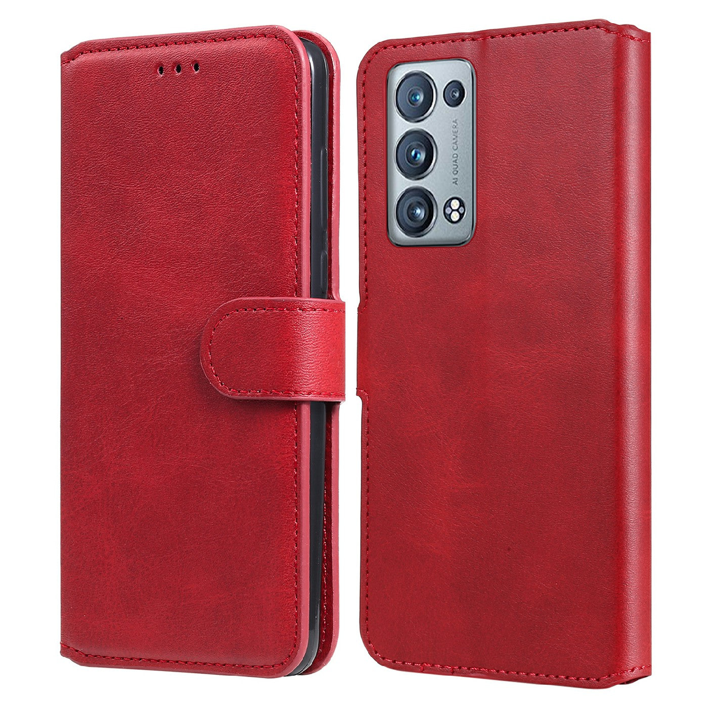 Shockproof PU Leather Wallet Stand Folio Flip Phone Cover for Oppo Reno6 Pro+ 5G/Pro 5G (Snapdragon)