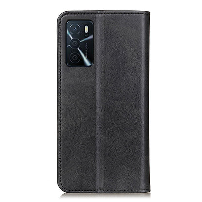 Full Protective Auto-absorbed Split Leather Wallet Phone Shell with Stand for Oppo A16/A16s/A54s