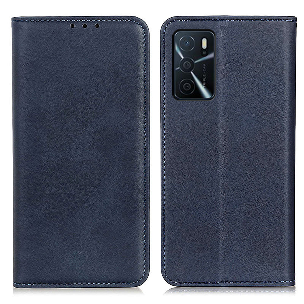 Full Protective Auto-absorbed Split Leather Wallet Phone Shell with Stand for Oppo A16/A16s/A54s