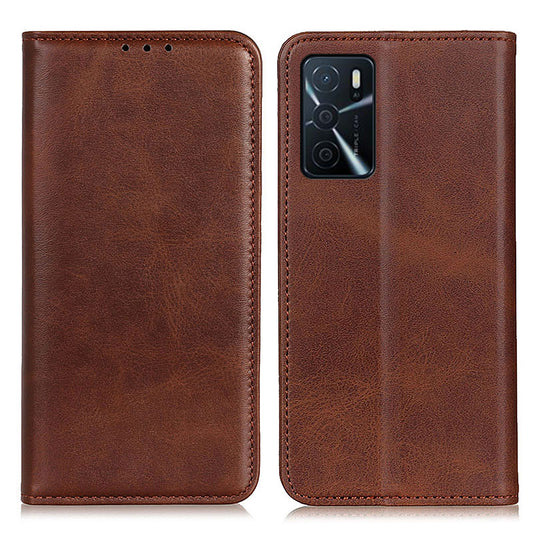 Full Protective Auto-absorbed Split Leather Wallet Phone Shell with Stand for Oppo A16/A16s/A54s