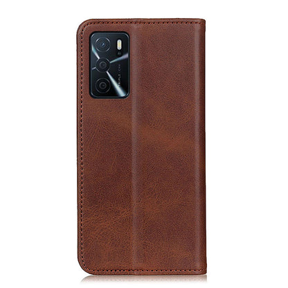 Full Protective Auto-absorbed Split Leather Wallet Phone Shell with Stand for Oppo A16/A16s/A54s