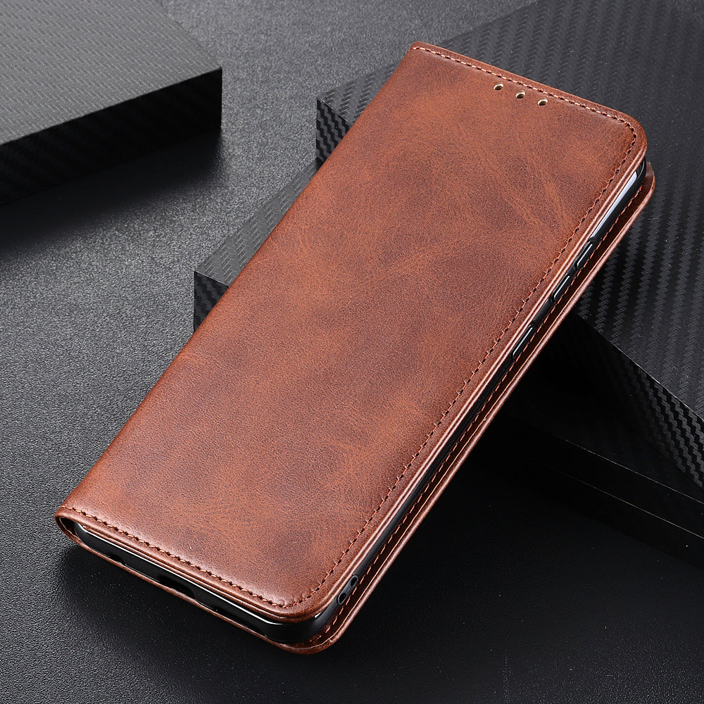 Full Protective Auto-absorbed Split Leather Wallet Phone Shell with Stand for Oppo A16/A16s/A54s