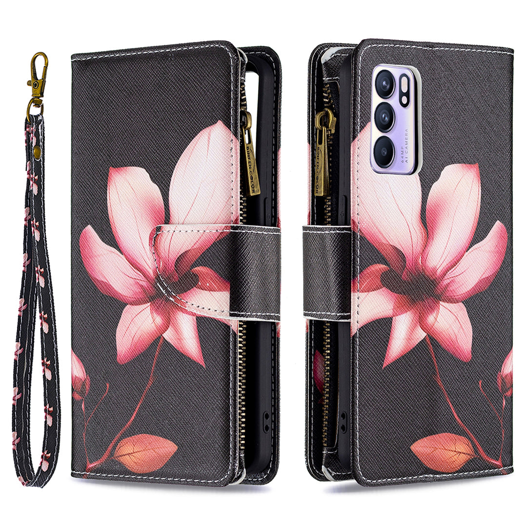 BF03 Zipper Wallet Design Leather Protective Phone Case with Stand for Oppo Reno6 5G