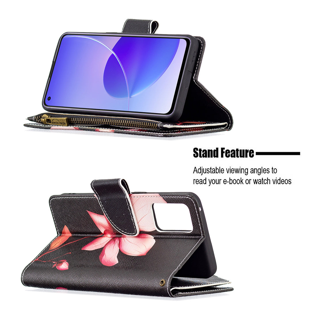 BF03 Zipper Wallet Design Leather Protective Phone Case with Stand for Oppo Reno6 5G