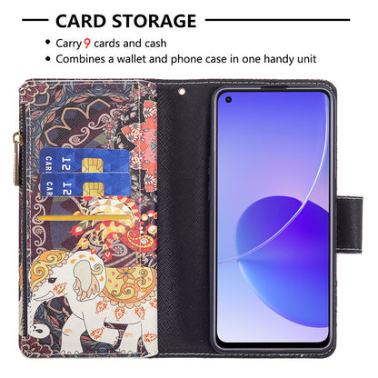 BF03 Zipper Wallet Design Leather Protective Phone Case with Stand for Oppo Reno6 5G