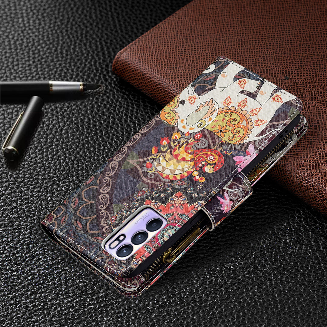 BF03 Zipper Wallet Design Leather Protective Phone Case with Stand for Oppo Reno6 5G