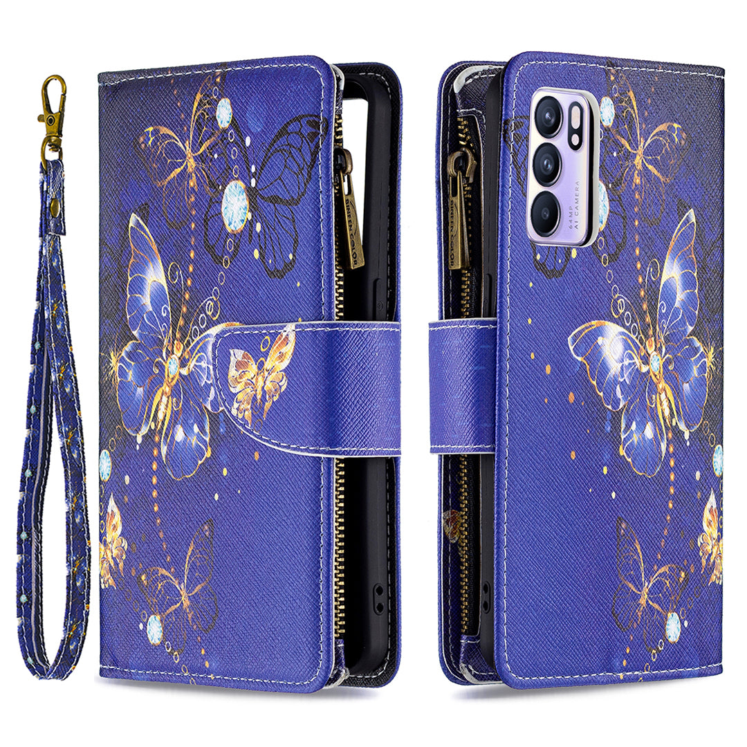 BF03 Zipper Wallet Design Leather Protective Phone Case with Stand for Oppo Reno6 5G