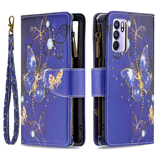 BF03 Zipper Wallet Design Leather Protective Phone Case with Stand for Oppo Reno6 5G