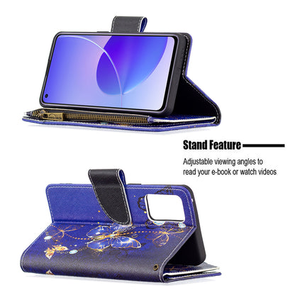 BF03 Zipper Wallet Design Leather Protective Phone Case with Stand for Oppo Reno6 5G