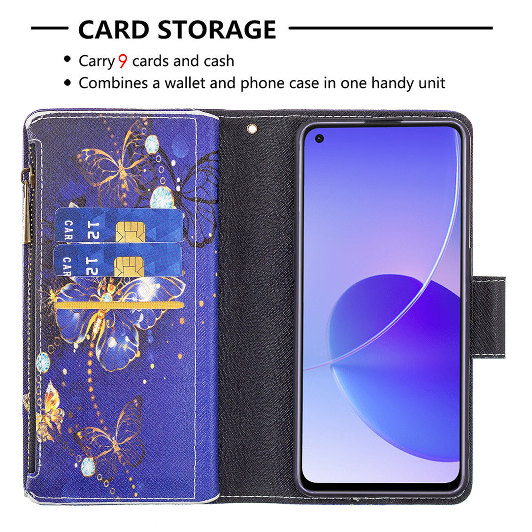 BF03 Zipper Wallet Design Leather Protective Phone Case with Stand for Oppo Reno6 5G