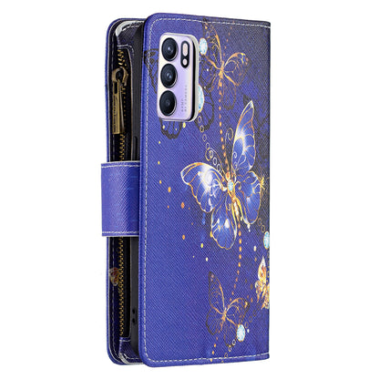 BF03 Zipper Wallet Design Leather Protective Phone Case with Stand for Oppo Reno6 5G