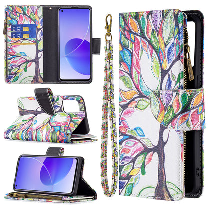 BF03 Zipper Wallet Design Leather Protective Phone Case with Stand for Oppo Reno6 5G