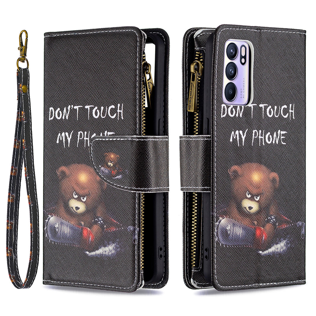 BF03 Zipper Wallet Design Leather Protective Phone Case with Stand for Oppo Reno6 5G