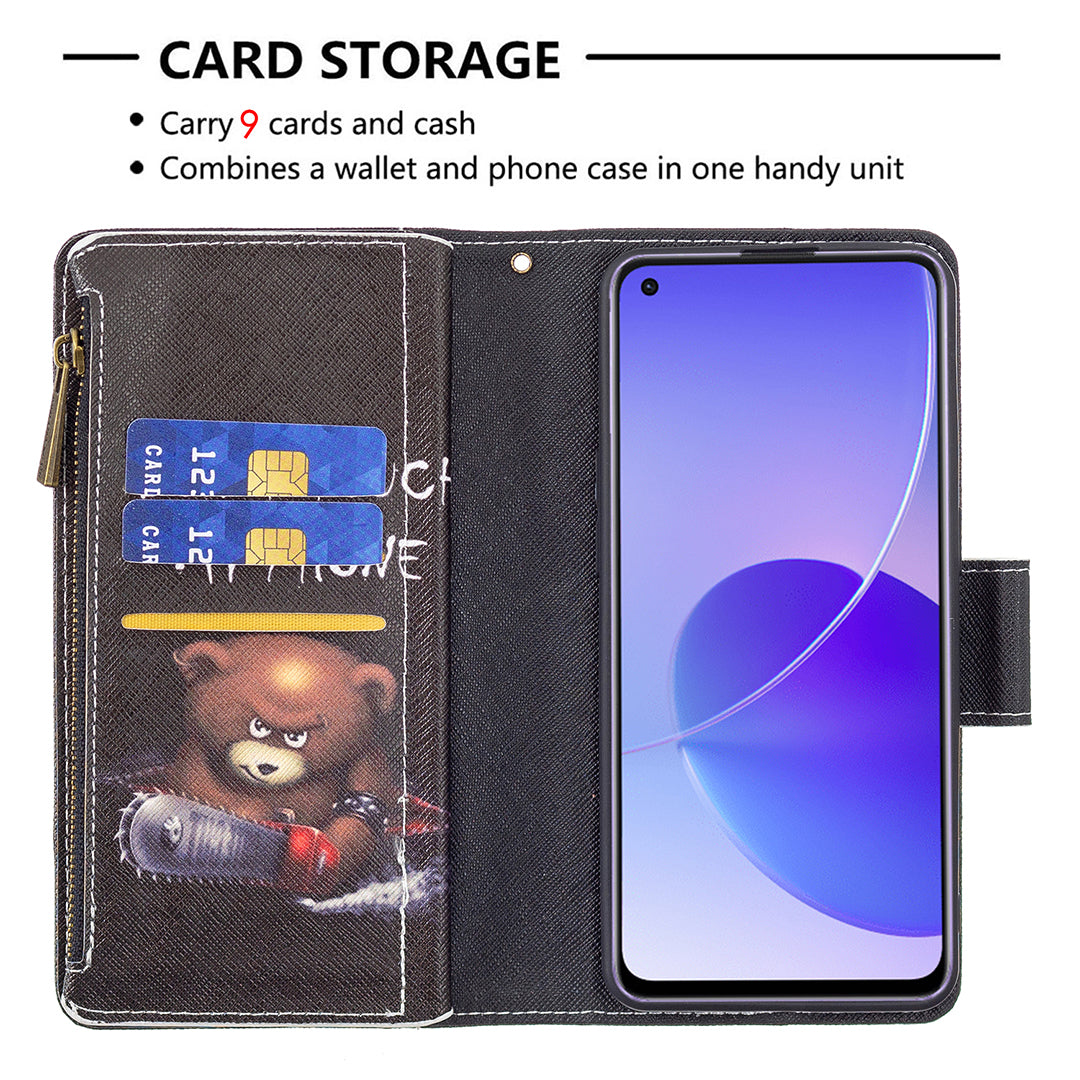 BF03 Zipper Wallet Design Leather Protective Phone Case with Stand for Oppo Reno6 5G