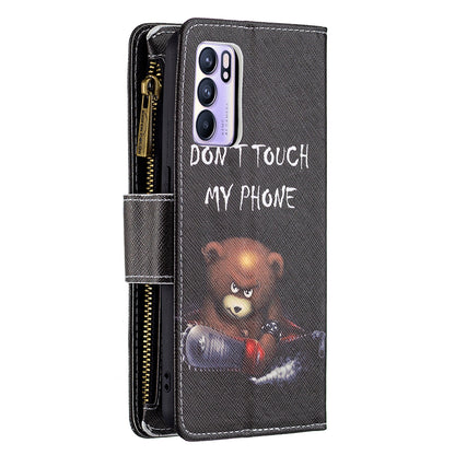 BF03 Zipper Wallet Design Leather Protective Phone Case with Stand for Oppo Reno6 5G