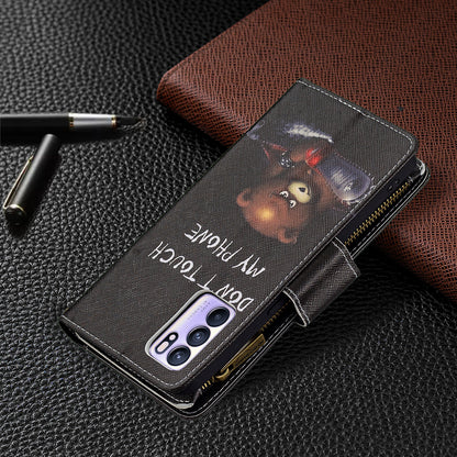 BF03 Zipper Wallet Design Leather Protective Phone Case with Stand for Oppo Reno6 5G