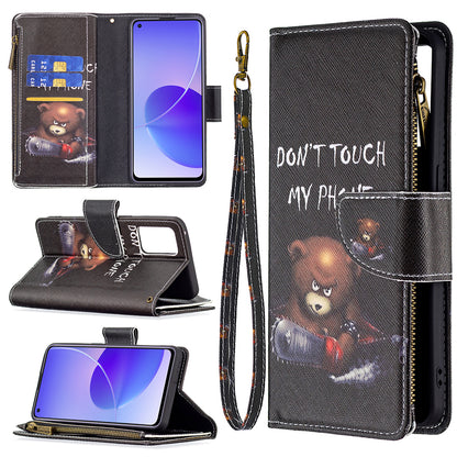 BF03 Zipper Wallet Design Leather Protective Phone Case with Stand for Oppo Reno6 5G