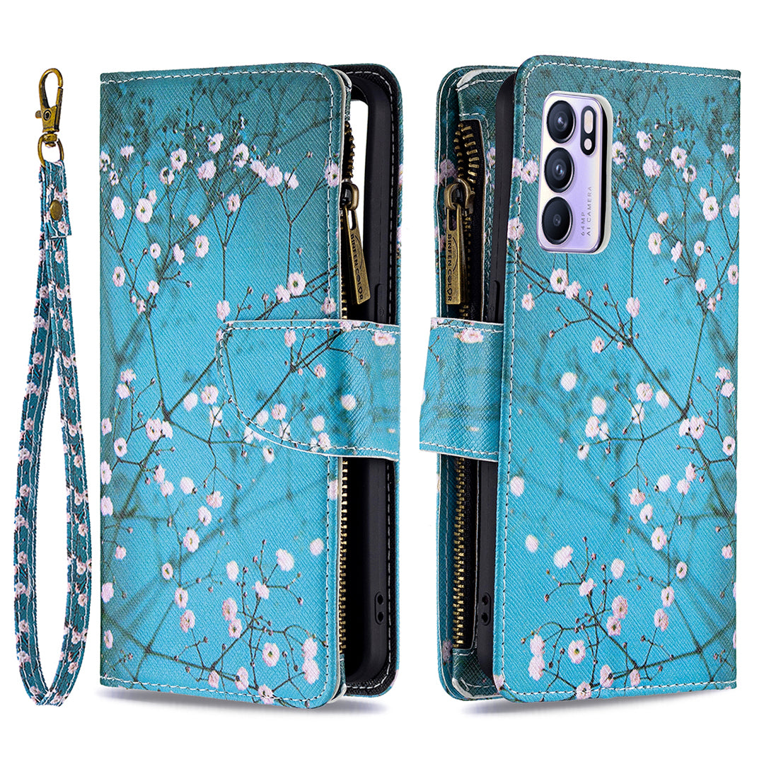 BF03 Zipper Wallet Design Leather Protective Phone Case with Stand for Oppo Reno6 5G