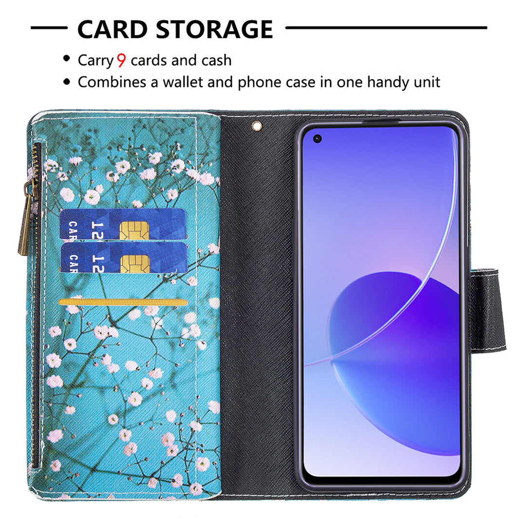 BF03 Zipper Wallet Design Leather Protective Phone Case with Stand for Oppo Reno6 5G