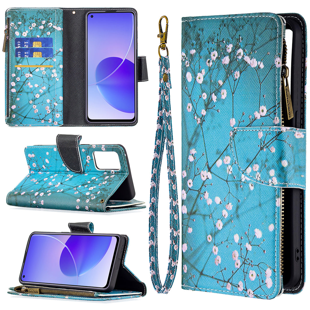 BF03 Zipper Wallet Design Leather Protective Phone Case with Stand for Oppo Reno6 5G