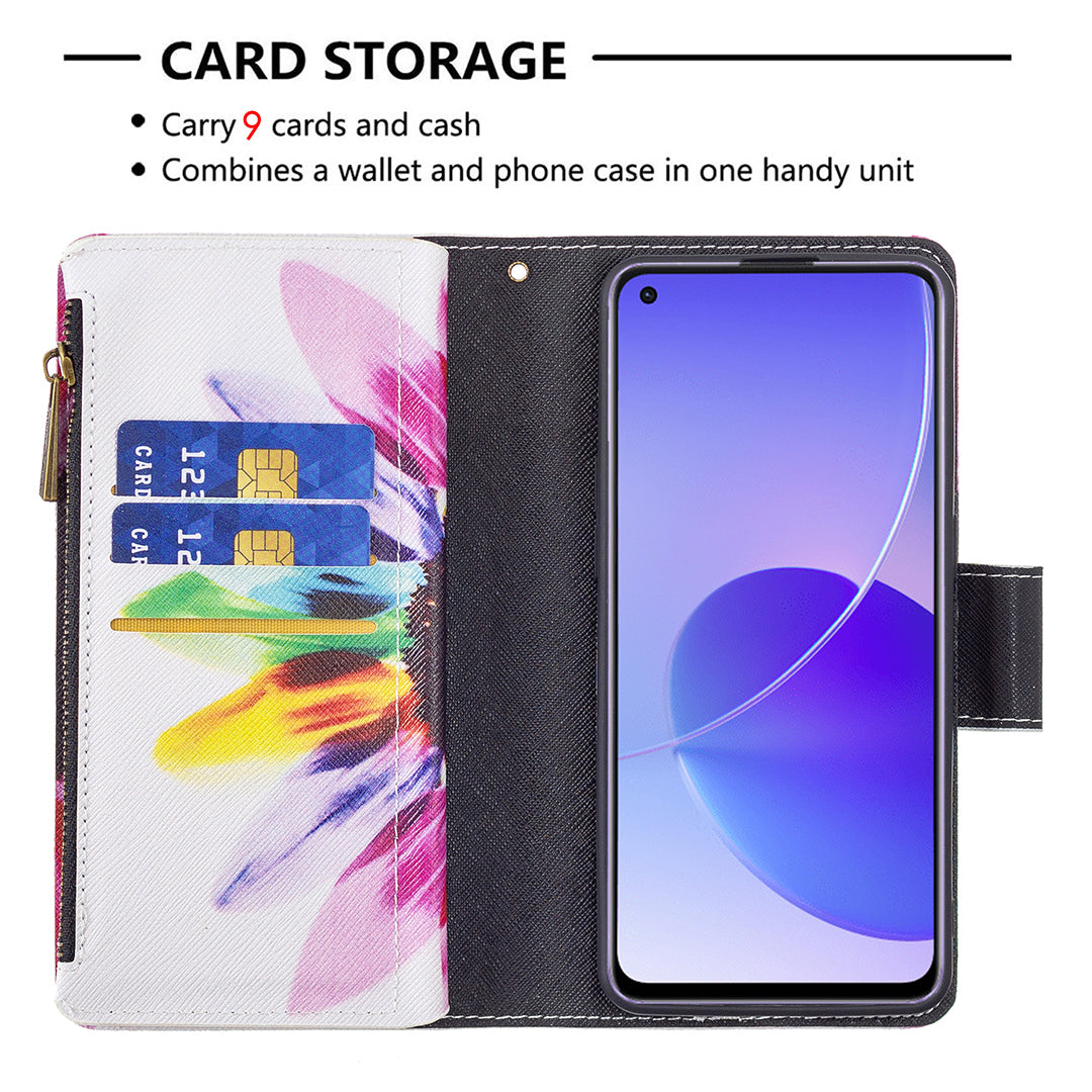 BF03 Zipper Wallet Design Leather Protective Phone Case with Stand for Oppo Reno6 5G