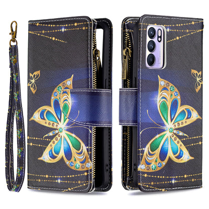 BF03 Zipper Wallet Design Leather Protective Phone Case with Stand for Oppo Reno6 5G