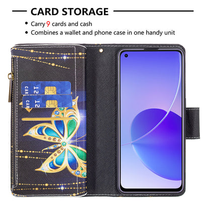 BF03 Zipper Wallet Design Leather Protective Phone Case with Stand for Oppo Reno6 5G