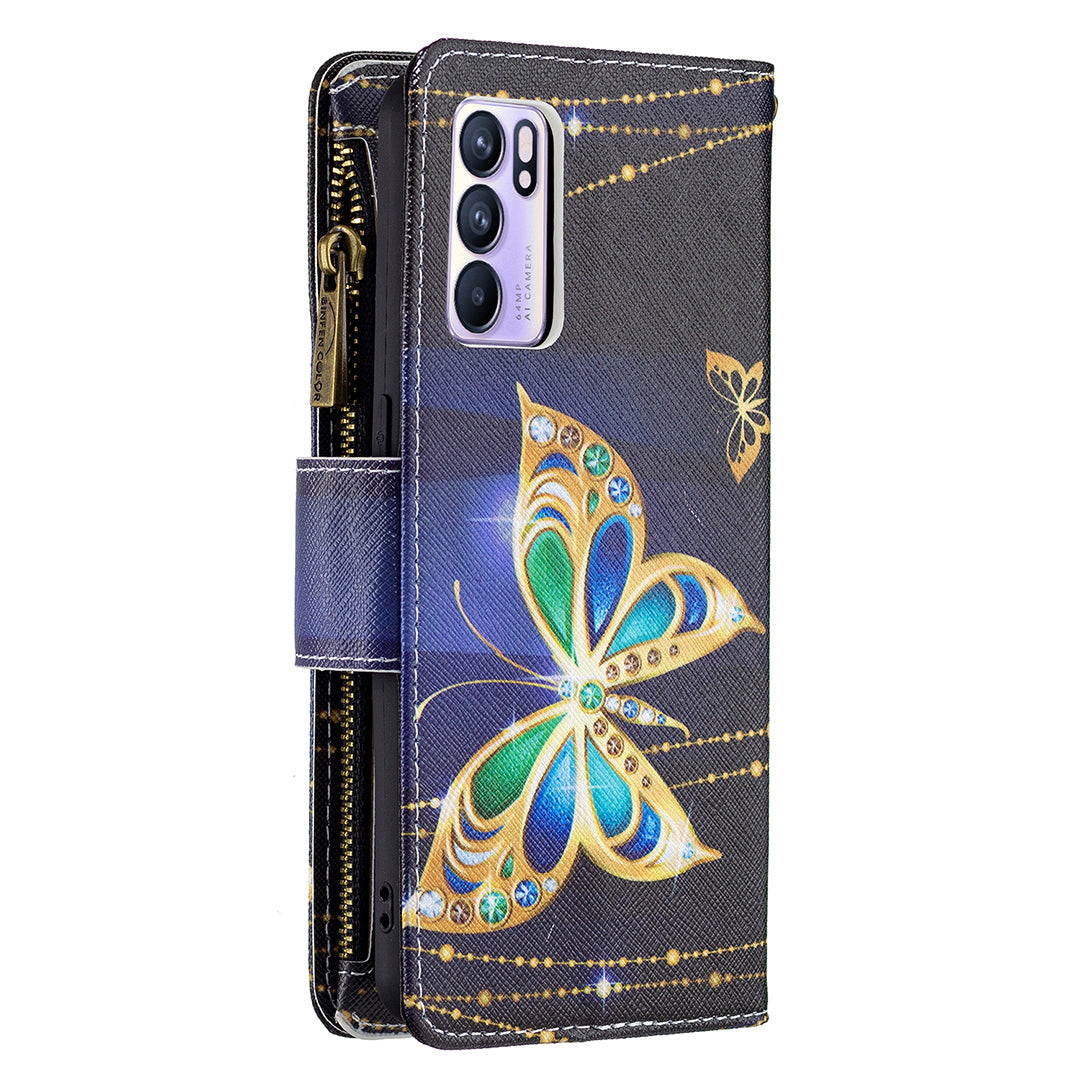 BF03 Zipper Wallet Design Leather Protective Phone Case with Stand for Oppo Reno6 5G