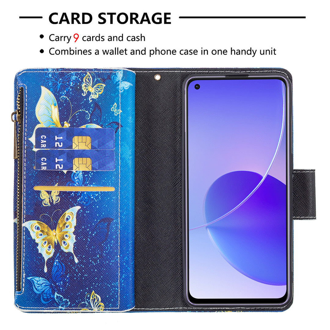 BF03 Zipper Wallet Design Leather Protective Phone Case with Stand for Oppo Reno6 5G