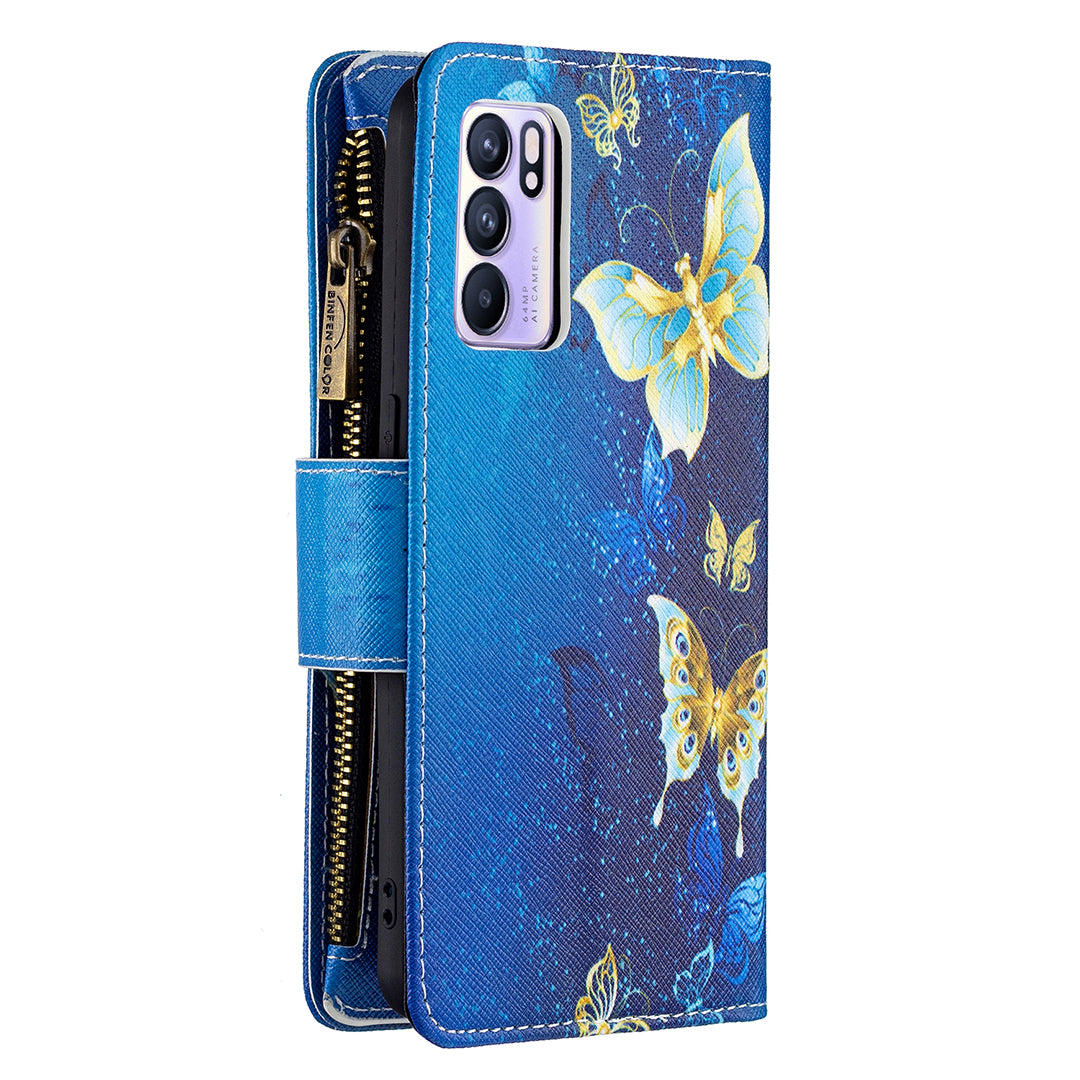 BF03 Zipper Wallet Design Leather Protective Phone Case with Stand for Oppo Reno6 5G