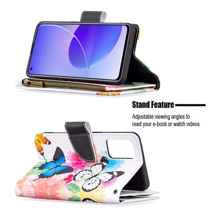 BF03 Zipper Wallet Design Leather Protective Phone Case with Stand for Oppo Reno6 5G